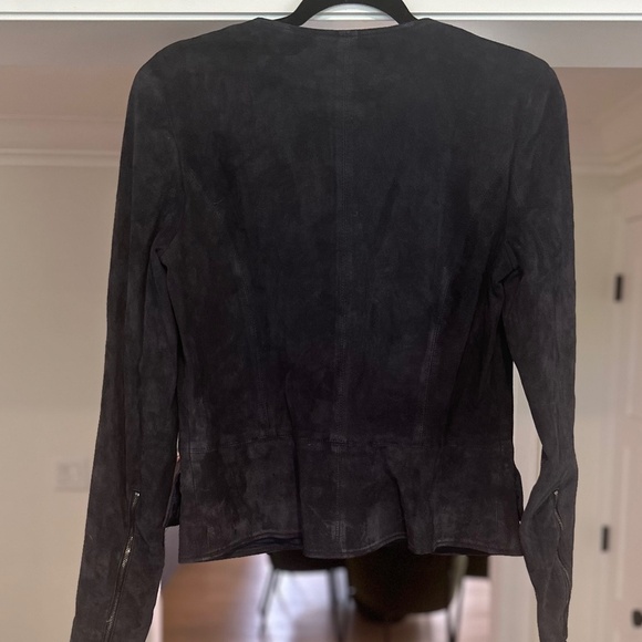 L'Agence Navy Blue Suede Zip Jacket - Size M - Picture 5 of 13